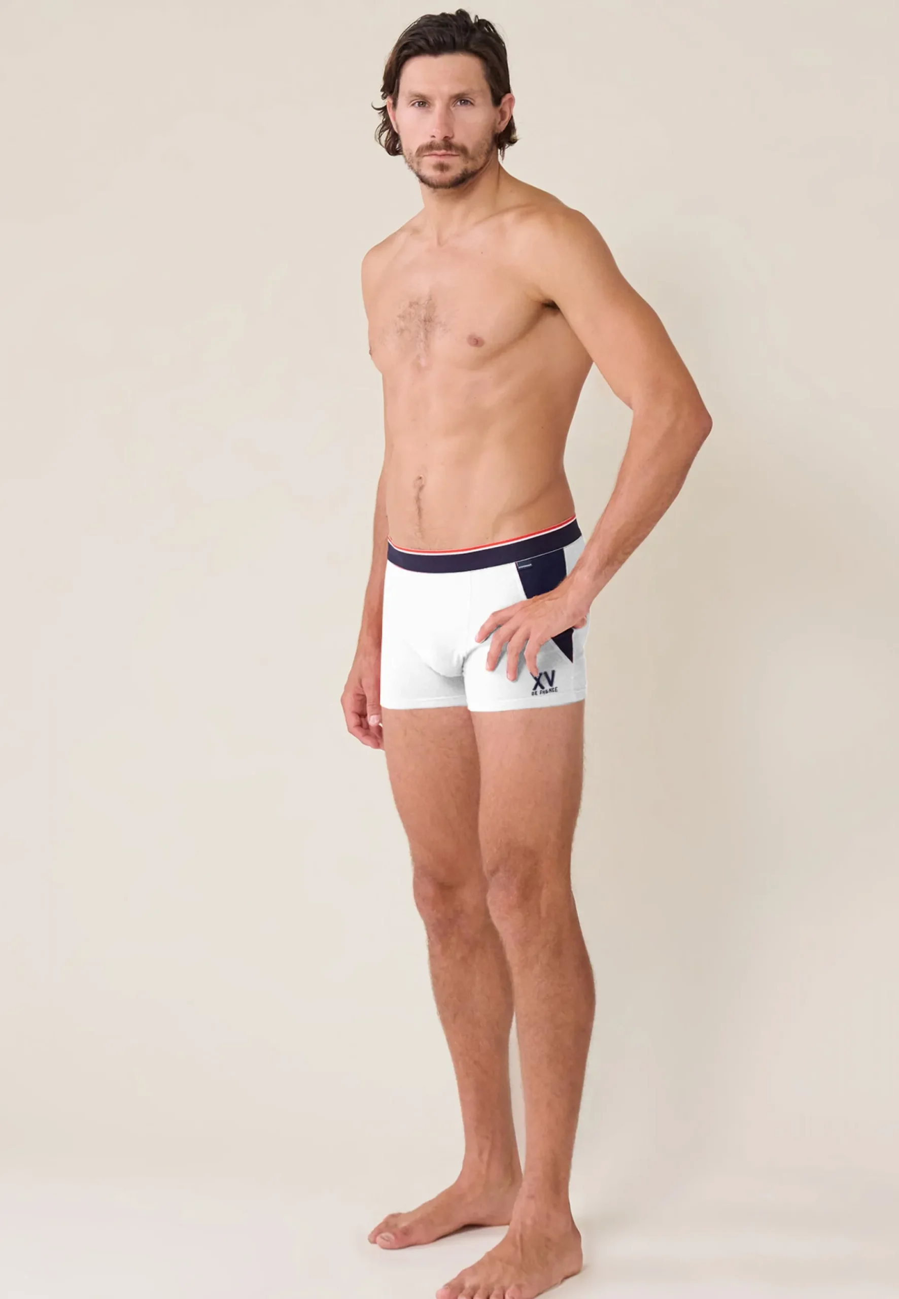 Le slip français Sous-Vêtements De Sports|Boxers<Boxer en coton-Marius /Bleu Marine XV de France Blanc
