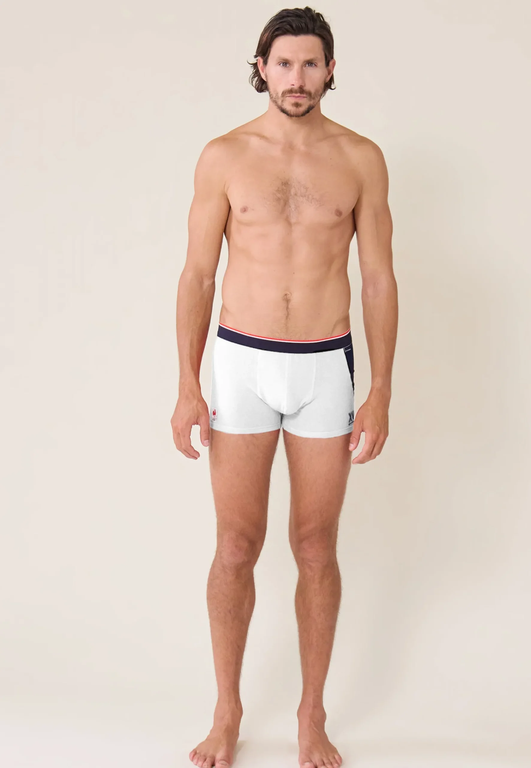 Le slip français Sous-Vêtements De Sports|Boxers<Boxer en coton-Marius /Bleu Marine XV de France Blanc