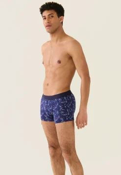 Le slip français Boxers|Boxers<Boxer en coton-Marius Imprimé Gufi Acier Betterave Bleu