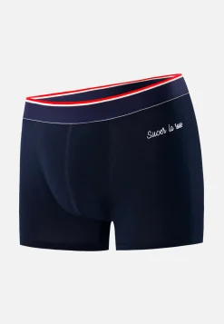 Le slip français Boxers|Boxers<Boxer en coton-Marius Marine Brodé 'Sucer la roue' Bleu