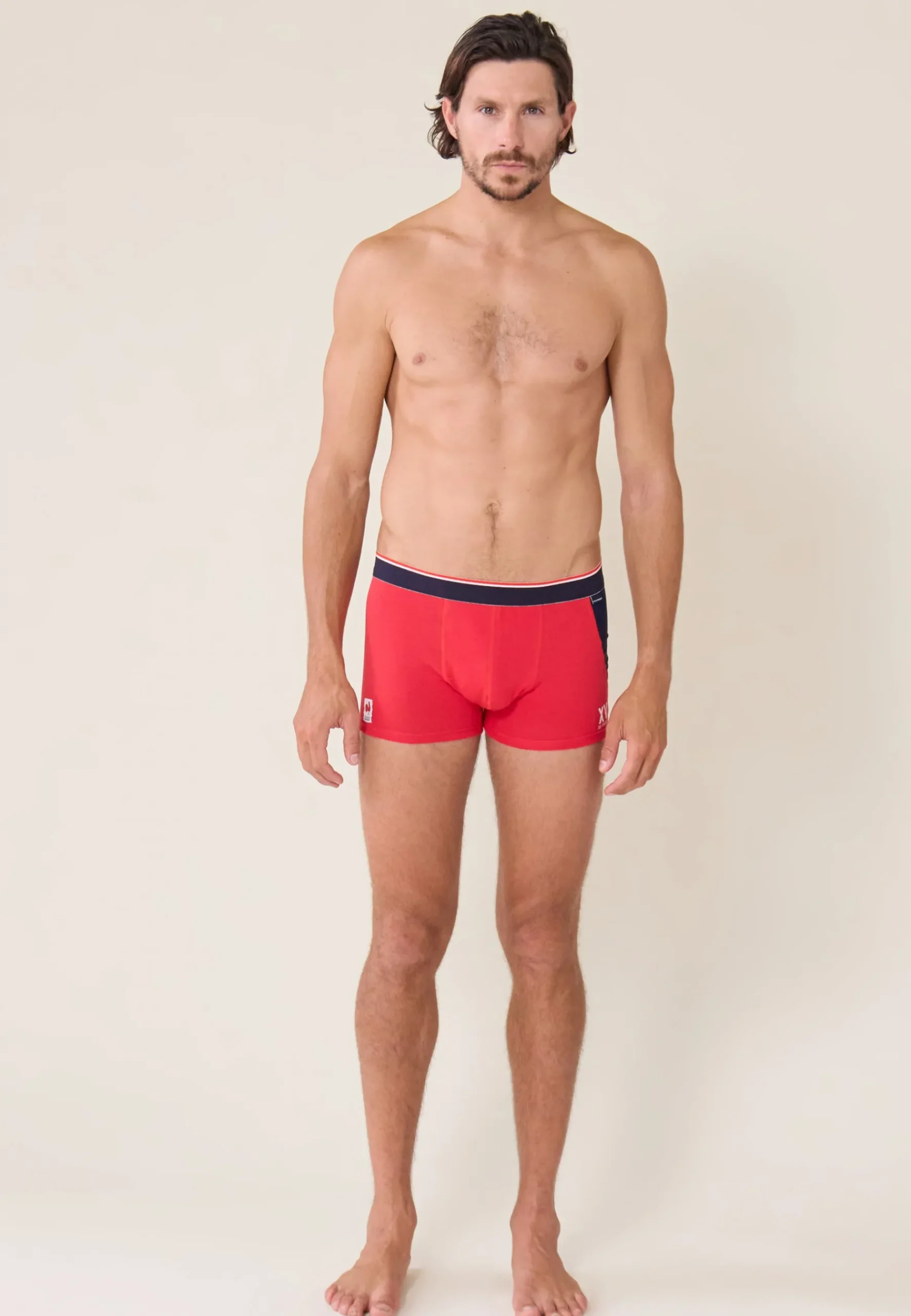 Le slip français Sous-Vêtements De Sports|Boxers<Boxer en coton-Marius /Bleu Marine XV de France Rouge