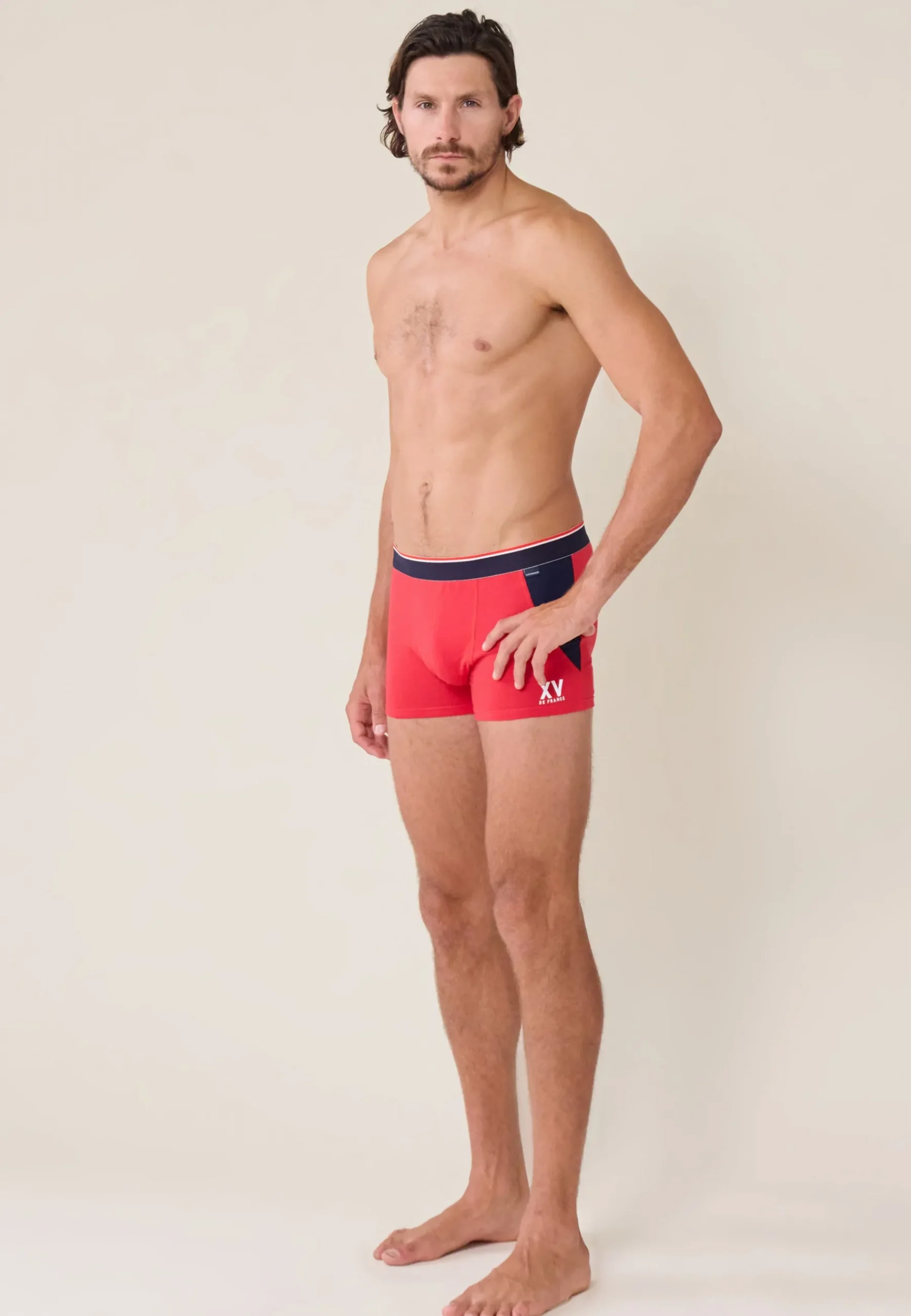 Le slip français Sous-Vêtements De Sports|Boxers<Boxer en coton-Marius /Bleu Marine XV de France Rouge