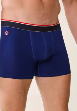 Le slip français Broderie 🪡|Boxers<Boxer long en coton-Michel Indigo Bleu