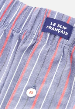 Le slip français Caleçons|Caleçons<Caleçon en coton-Jacques Rayures Tricolores Bleu