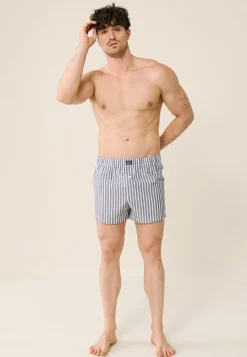 Le slip français Caleçons|Caleçons<Caleçon en coton-Jacques Sens Bleu Gris Blanc