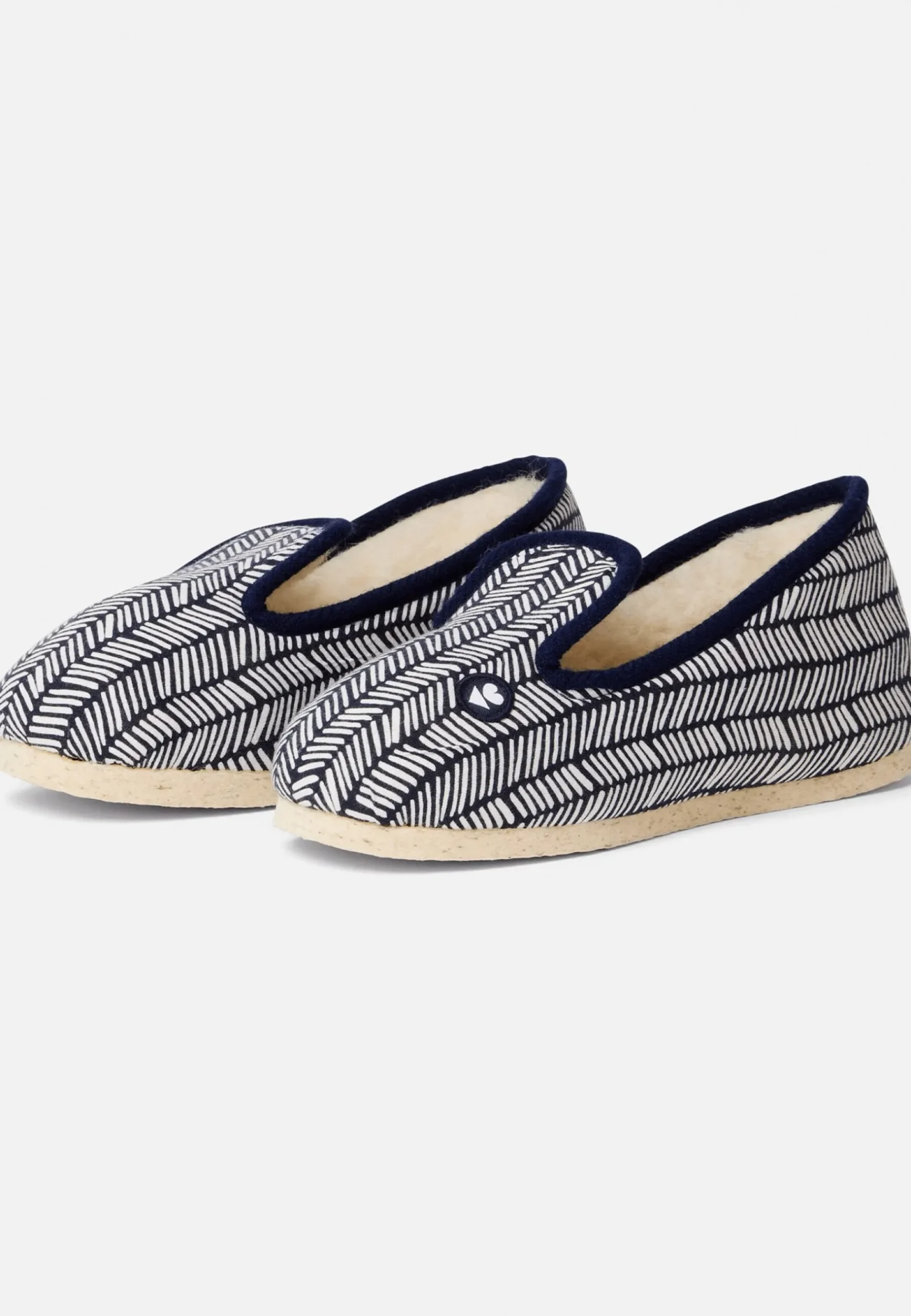 Le slip français Chaussons|Chaussons<Charentaises chevron 2-Chaussons d'intérieur en laine Blanc