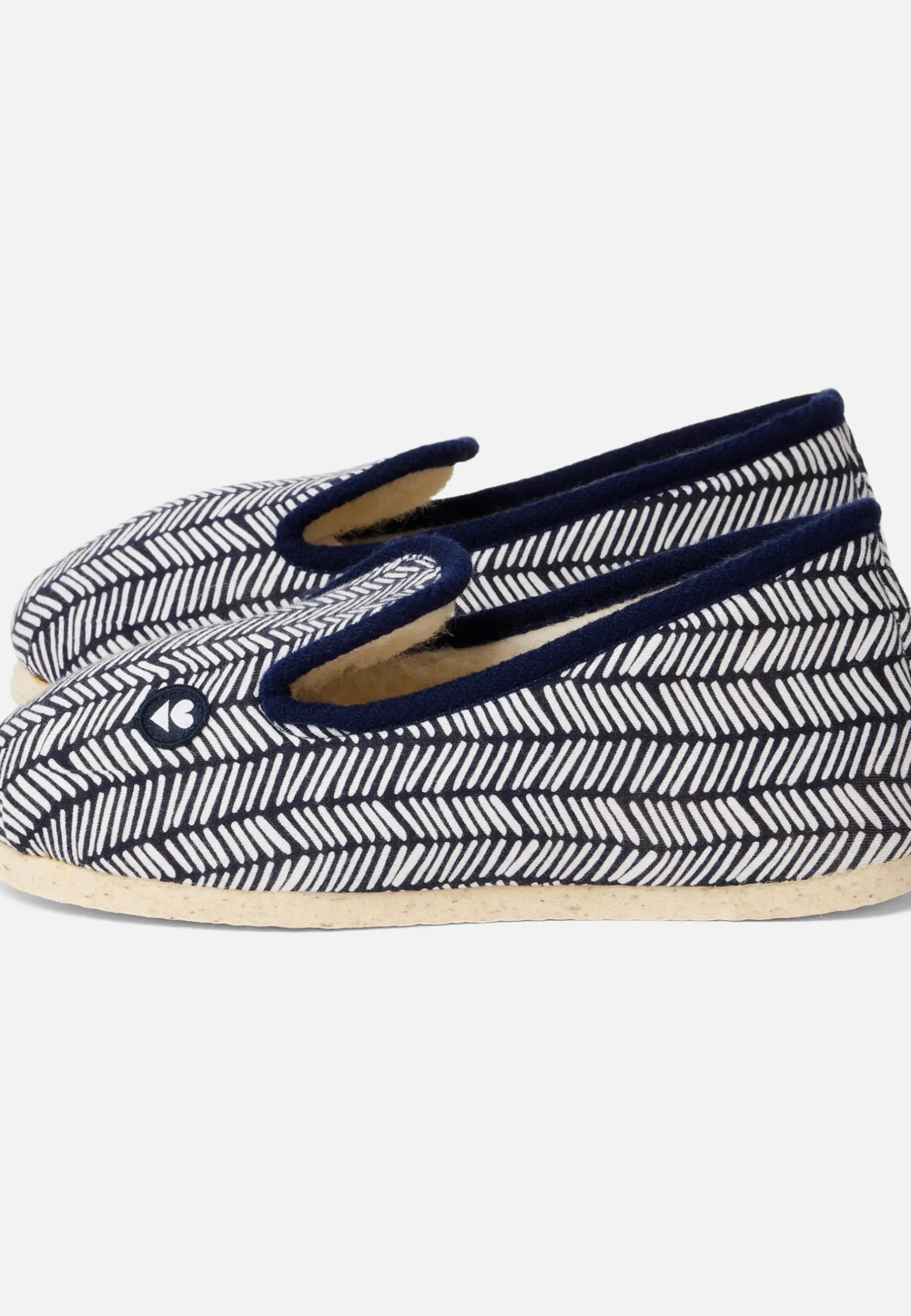 Le slip français Chaussons|Chaussons<Charentaises chevron 2-Chaussons d'intérieur en laine Blanc