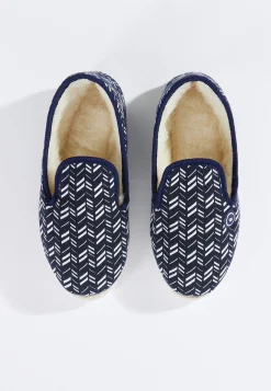Le slip français Charentaises|Chaussons<Charentaises d'intérieur en laine-Charentaises Chevron Aztèque Bleu