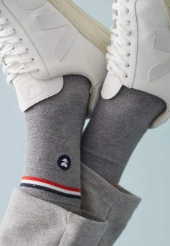 Le slip français Broderie 🪡<Chaussettes mi-hautes en coton-Lucas Drapeau Chiné Gris