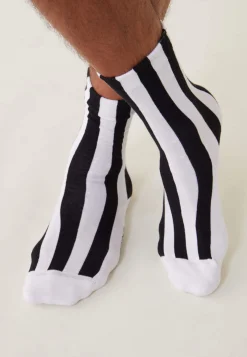 Le slip français Chaussettes En Coton|Chaussettes En Coton<Chaussettes mi-hautes en coton-Lucas rayures agnès B Blanc