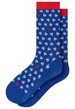 Le slip français Chaussettes En Coton|Chaussettes En Coton<Chaussettes mi-hautes en coton-Lucas Coq Blanc Rouge XV de France Bleu
