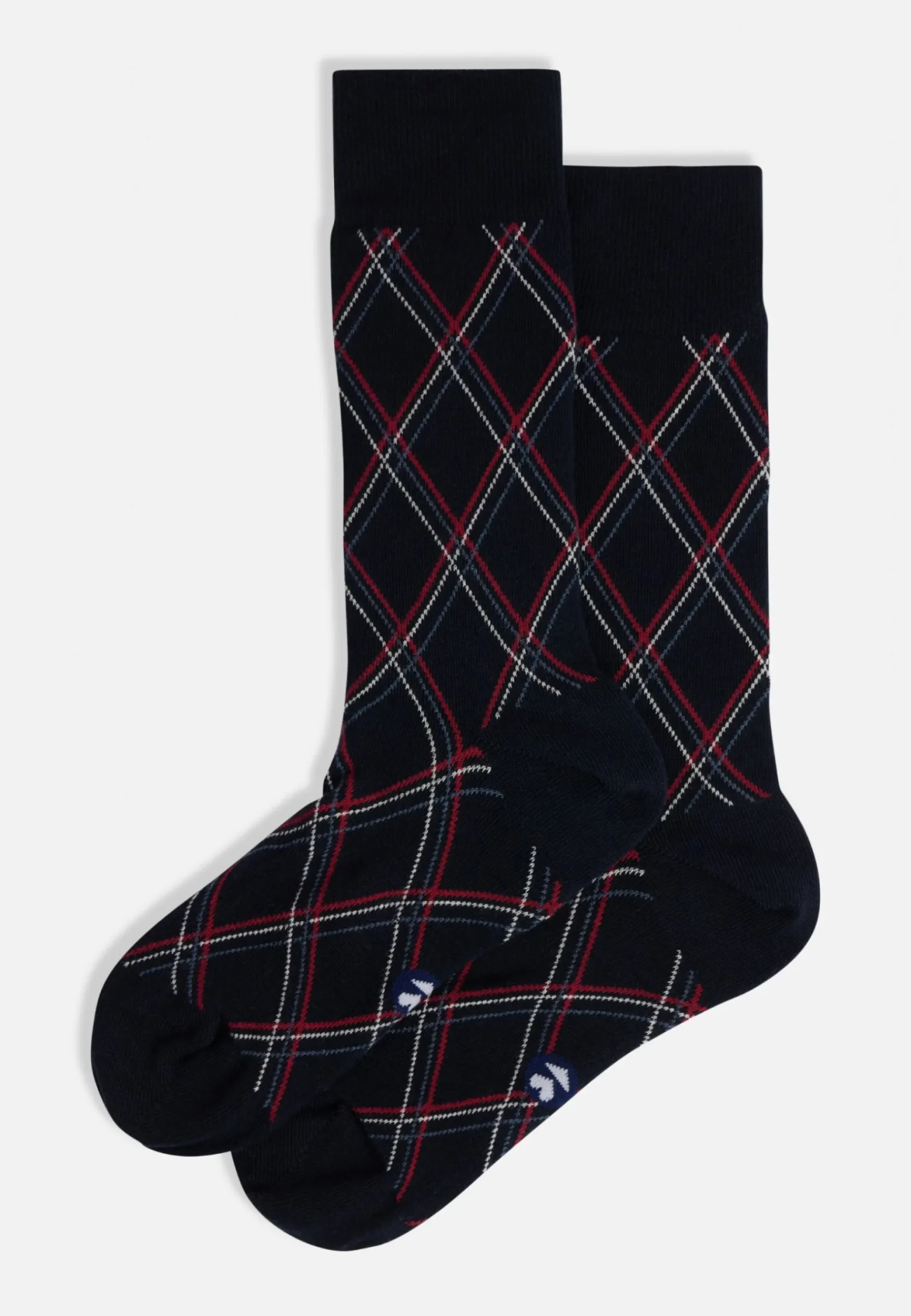 Le slip français Collection Cadeaux|Chaussettes En Coton<Chaussettes mi-hautes en coton-Lucas Tartan Marine Bleu