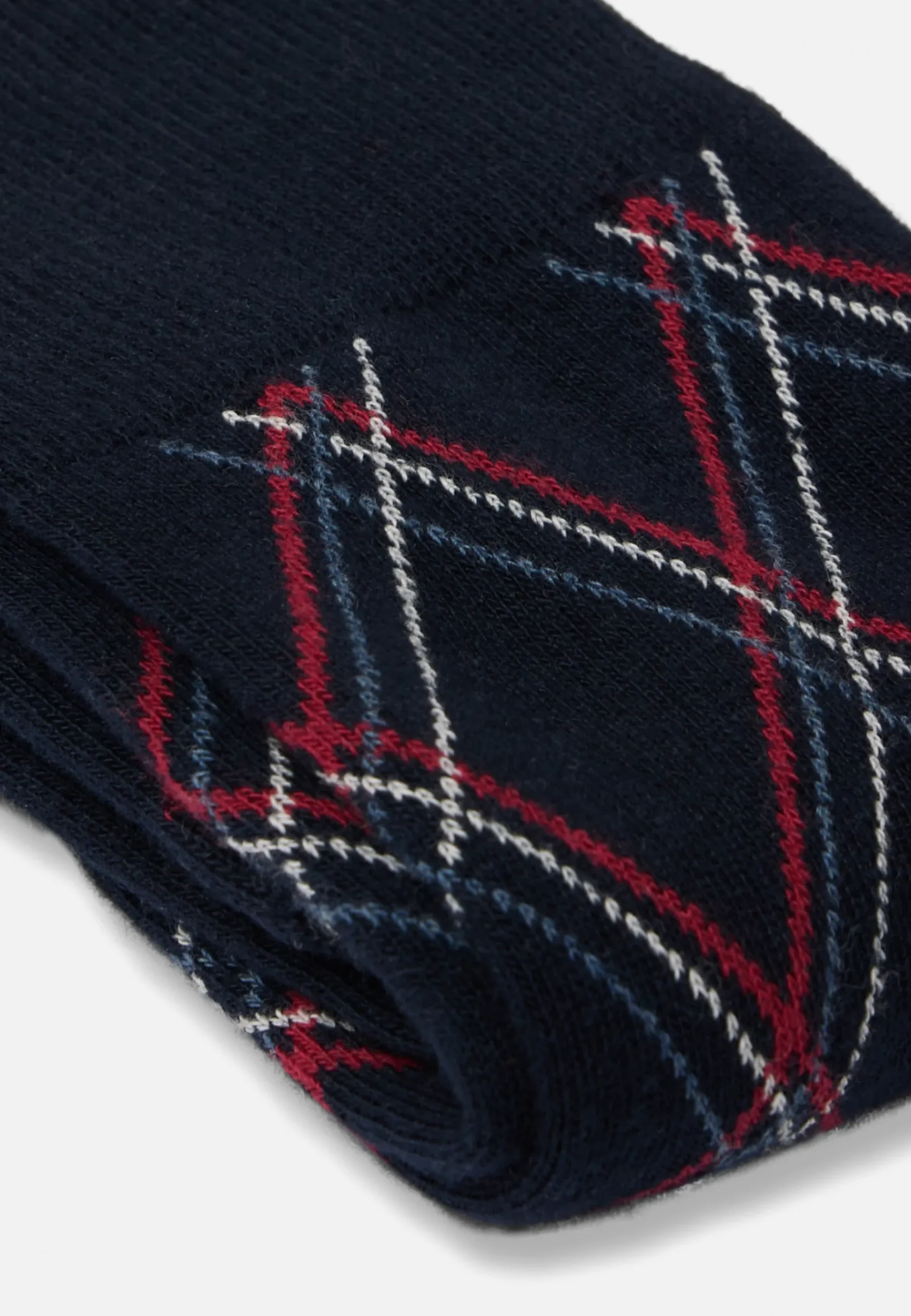 Le slip français Collection Cadeaux|Chaussettes En Coton<Chaussettes mi-hautes en coton-Lucas Tartan Marine Bleu