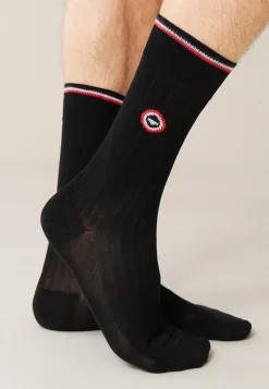 Le slip français Chaussettes En Fil D'Ecosse|Chaussettes En Fil D'Ecosse<Chaussettes mi-hautes en fil d'Ecosse-Nessy Noir