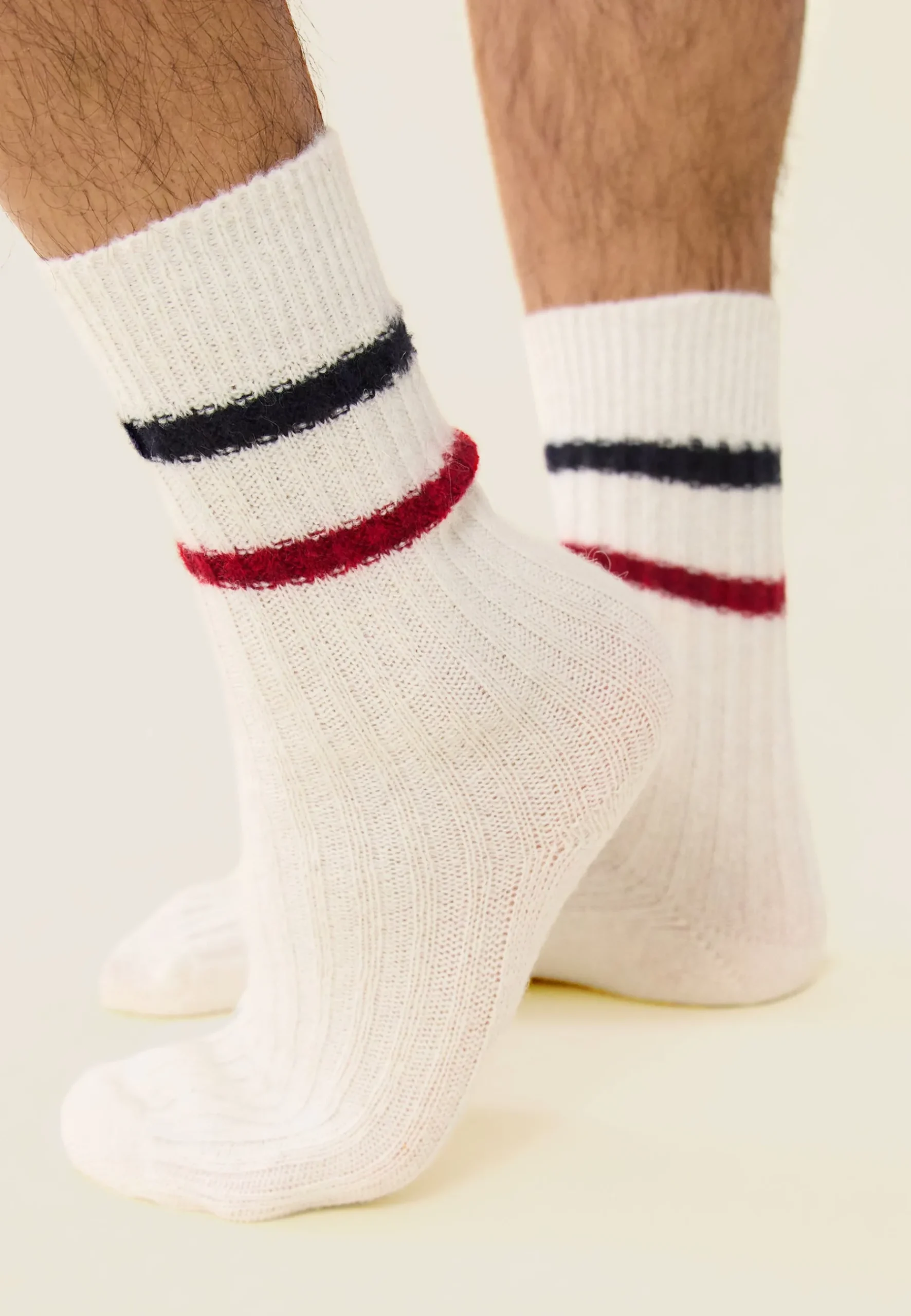 Le slip français Chaussettes En Laine|Chaussettes En Laine<Chaussettes mi-hautes-Andy Marine LSF Rouge Cerise Blanc