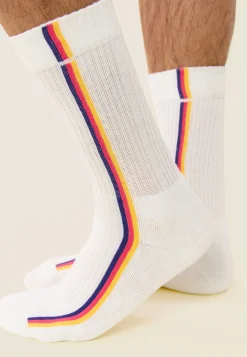 Le slip français Chaussettes De Sport|Chaussettes De Sport<Chaussettes mi-hautes-Wilfried Lignes Velours Viorne Cire Blanc