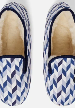 Le slip français Chaussons|Chaussons<Chaussons d'intérieur en laine-Pantoufles Chevron Bleu Noir Blanc