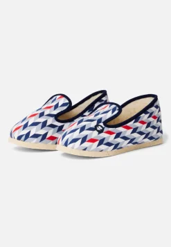 Le slip français Collection Cadeaux|Chaussons<Chaussons d'intérieur en laine-Pantoufles Chevron Bleu Rouge Blanc