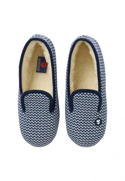 Le slip français Chaussons|Chaussons<Chaussons d'intérieur en laine-Pantoufles Chevron Tricolore Bleu