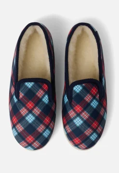 Le slip français Chaussons|Chaussons<Chaussons d'intérieur en laine-Pantoufles Tartan Bleu