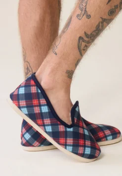 Le slip français Chaussons|Chaussons<Chaussons d'intérieur en laine-Pantoufles Tartan Bleu