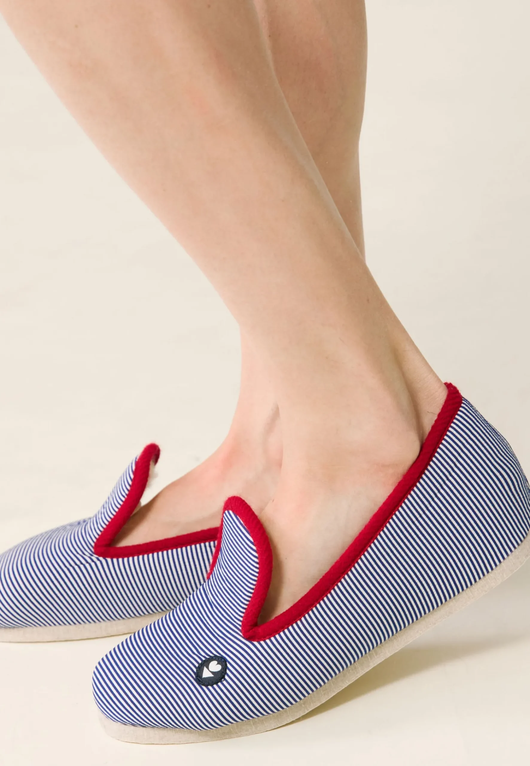 Le slip français Chaussons|Chaussons<Chaussons d'intérieur en laine-Pantoufles Rayure Marine Bleu