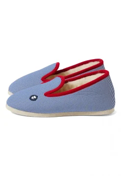 Le slip français Chaussons|Chaussons<Chaussons d'intérieur en laine-Pantoufles Rayure Marine Bleu