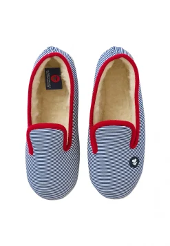 Le slip français Chaussons|Chaussons<Chaussons d'intérieur en laine-Pantoufles Rayure Marine Bleu