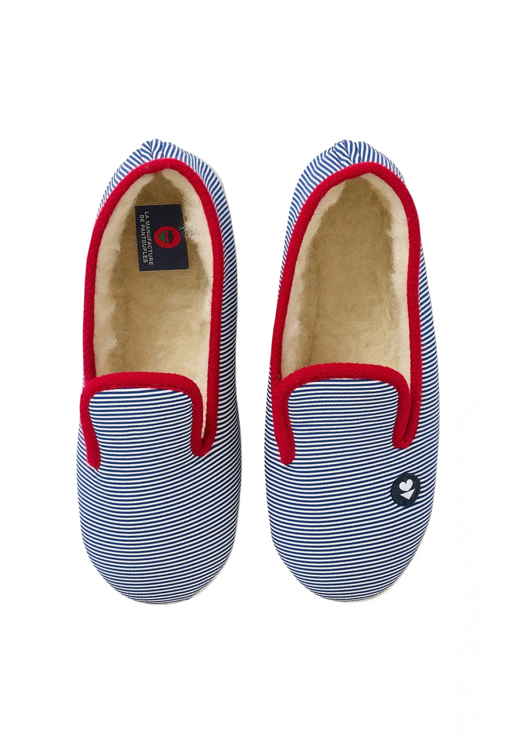 Le slip français Chaussons|Chaussons<Chaussons d'intérieur en laine-Pantoufles Rayure Marine Bleu