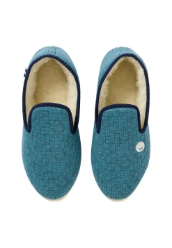 Le slip français Charentaises|Chaussons<Chaussons d'intérieur en laine-Charentaise imprimé Athlète Bleu