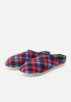 Le slip français Chaussons|Chaussons<Chaussons d'intérieur en laine-Claudio Tartan Bleu