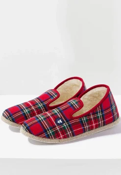 Le slip français Charentaises|Chaussons<Chaussons d'intérieur en laine-Charentaises Tartan Rouge