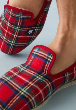 Le slip français Charentaises|Chaussons<Chaussons d'intérieur en laine-Charentaises Tartan Rouge