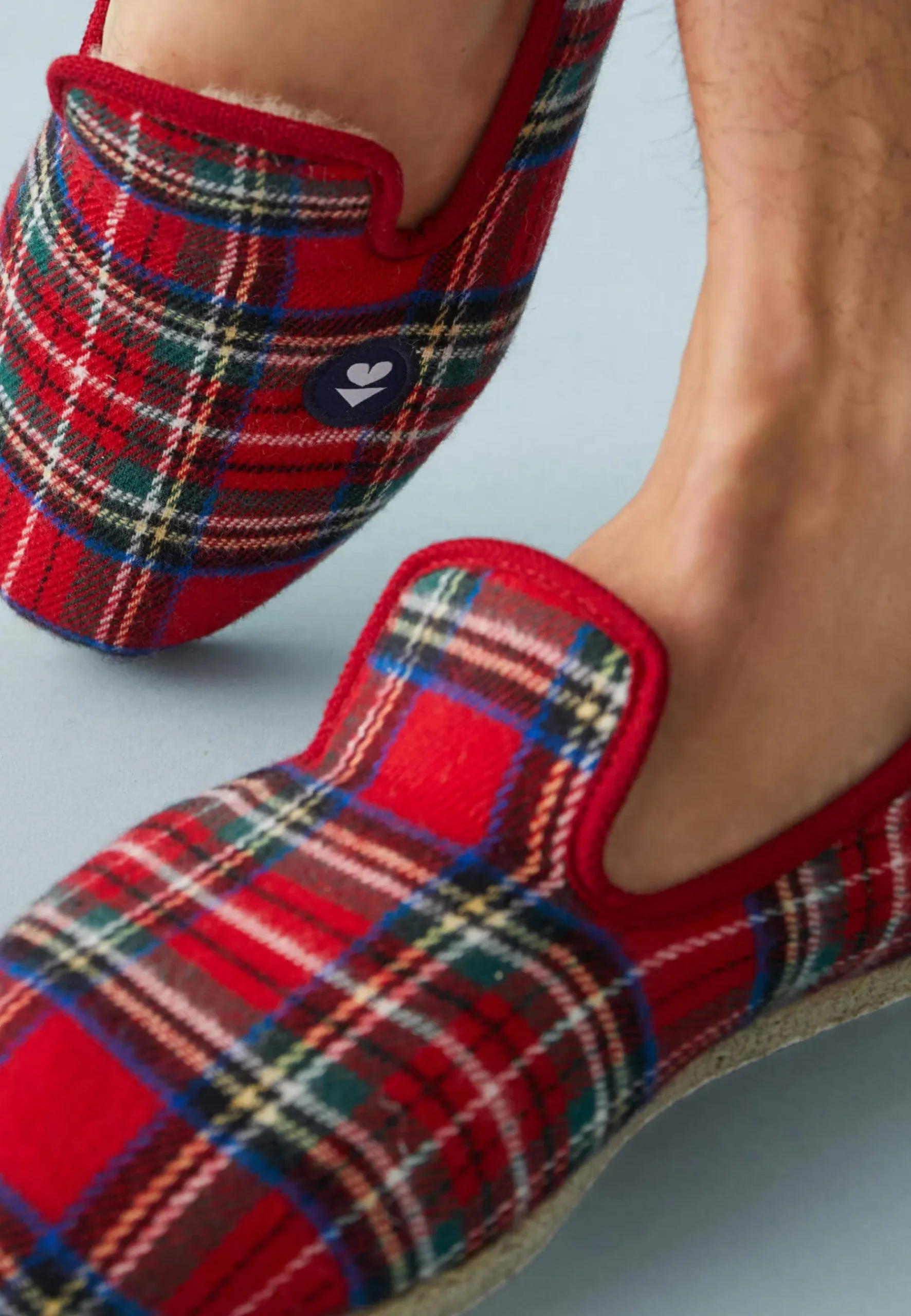 Le slip français Charentaises|Chaussons<Chaussons d'intérieur en laine-Charentaises Tartan Rouge