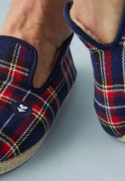 Le slip français Charentaises|Chaussons<Chaussons d'intérieur en laine-Charentaises Tartan Marine Bleu
