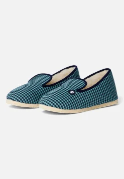 Le slip français Chaussons|Chaussons<Chaussons en flanelle-Pantoufles Vichy Minéral Bleu