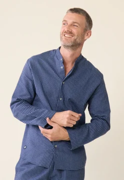 Le slip français Hauts De Pyjamas|Hauts De Pyjamas<Chemise de pyjama en flanelle-Tomer Vichy Gris Bleu