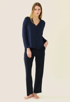 Le slip français Pyjamas<Chemise en viscose-Azelle Marine Bleu