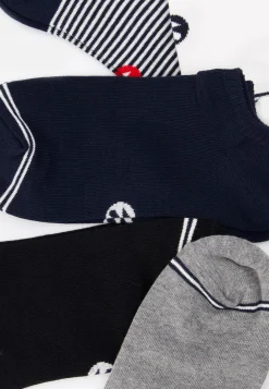 Le slip français Chaussettes Courtes|Chaussettes Courtes<Cinquo de socquettes en coton-Pack Cinquo Socquettes Jo Marine Gris Chiné Noir Blanc