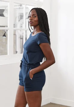 Le slip français Pyjamas<Combishort en coton-La Francine Marine Bleu