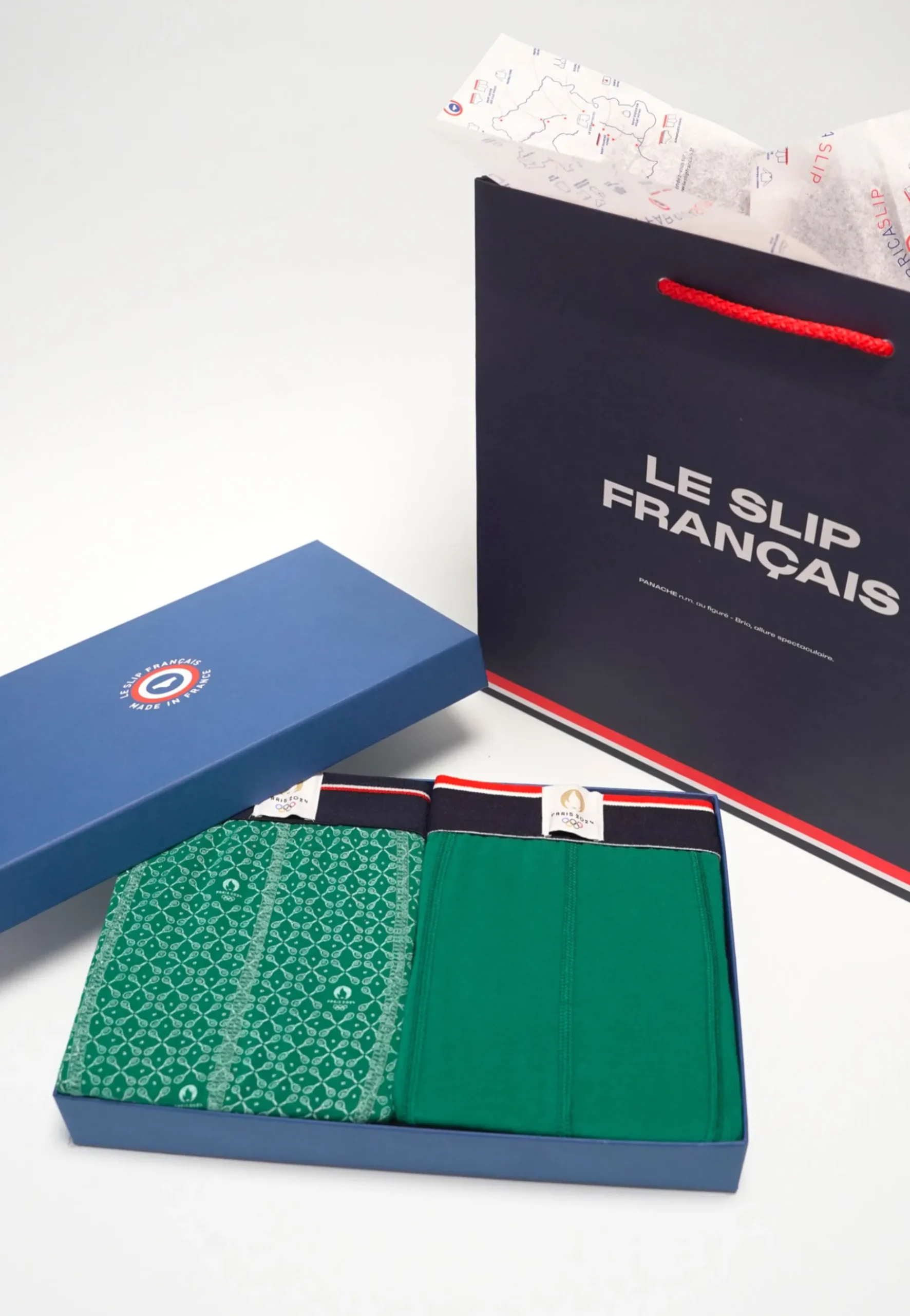 Le slip français Coffrets Cadeaux|Packs Sous-Vêtements<Duo de boxers en coton-Coffret Marius Tennis Placé et Uni Vert