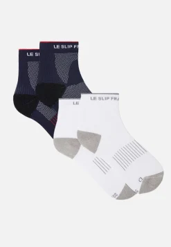 Le slip français Chaussettes De Sport|Chaussettes De Sport<Duo de chaussettes courtes en polyamide-Pack Chaussettes Gaetan Marine Blanc