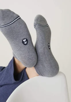 Le slip français Chaussettes Courtes|Chaussettes Courtes<Duo de socquettes en coton-Pack Duo Socquettes Jo Noir Chiné Gris
