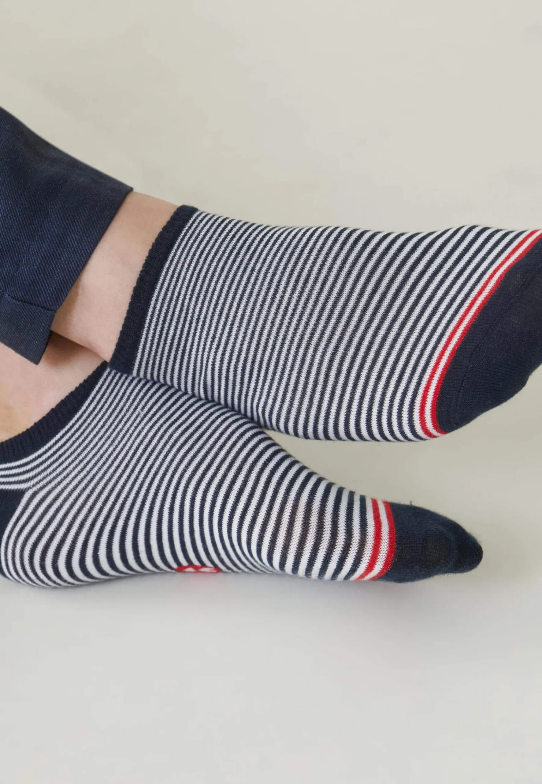 Le slip français Chaussettes Courtes|Chaussettes Courtes<Duo de socquettes en coton-Pack Duo Socquettes Jo Marine Marinière Blanc