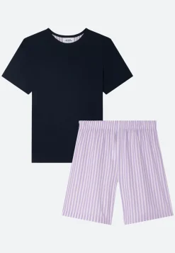 Le slip français Ensembles De Pyjamas|Ensemble De Pyjamas<Ensemble de pyjama t-shirt et short en coton-Ensemble pyjama Tristan Marine Sens Glycine Bleu