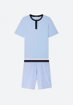 Le slip français Ensembles De Pyjamas|Ensemble De Pyjamas<Ensemble de pyjama t-shirt et short en coton-Ensemble Pyjama Yvan ciel Bleu