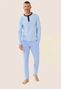 Le slip français Ensembles De Pyjamas|Ensemble De Pyjamas<Ensemble de pyjama t-shirt et pantalon en coton-Ensemble Pyjama Yvan Ciel Bleu