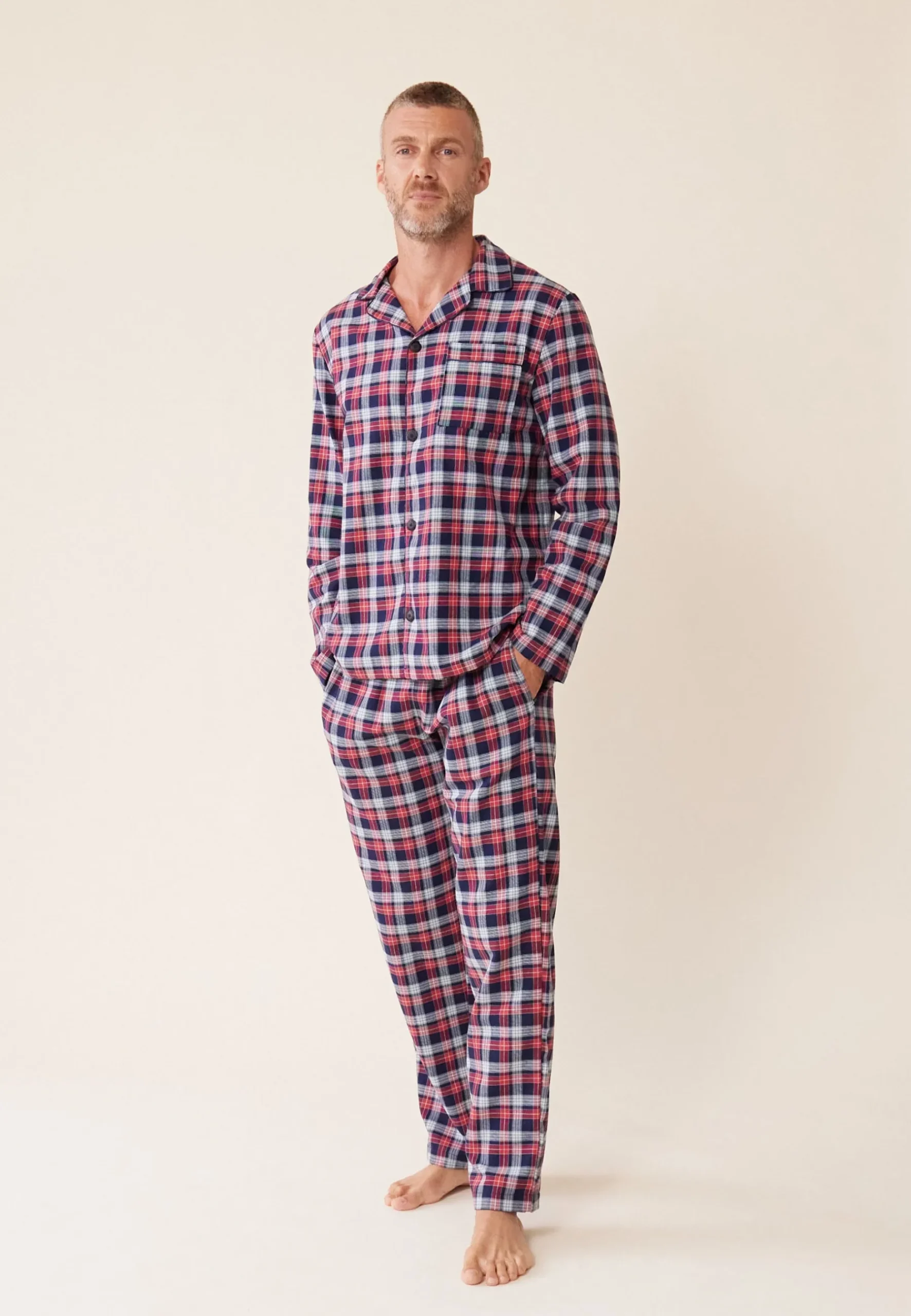 Le slip français Ensembles De Pyjamas|Ensemble De Pyjamas<Ensemble pyjama chemise et pantalon en coton-Ensemble Pyjama Baptiste Tan Bleu
