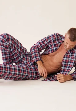 Le slip français Ensembles De Pyjamas|Ensemble De Pyjamas<Ensemble pyjama chemise et pantalon en coton-Ensemble Pyjama Baptiste Tan Bleu