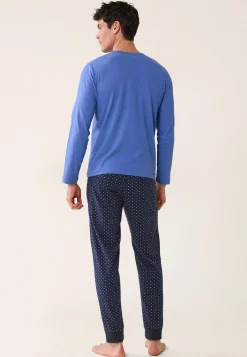 Le slip français Ensembles De Pyjamas|Ensemble De Pyjamas<Ensemble Pyjama T-shirt et Pantalon en coton-Ensemble Pyjama James Cravate Marine Bleu